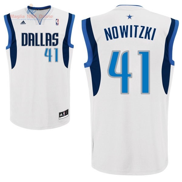 Acquista Maglia NBA Dallas Mavericks #41 Dirk Nowitzki Bianco