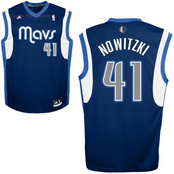 Acquista Maglia NBA Dallas Mavericks #41 Dirk Nowitzki Blu Profundo