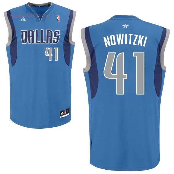 Acquista Maglia NBA Dallas Mavericks #41 Dirk Nowitzki Blu
