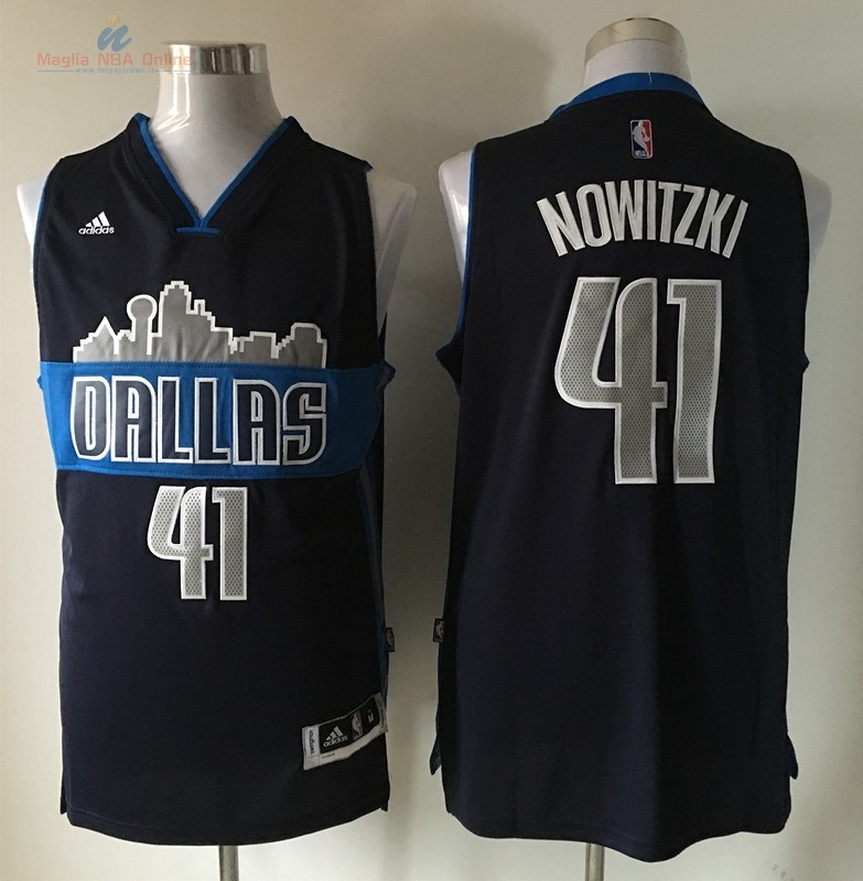 Acquista Maglia NBA Dallas Mavericks #41 Dirk Nowitzki Nero