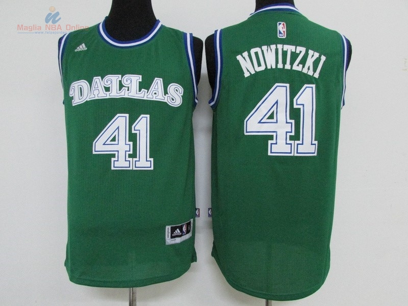 Acquista Maglia NBA Dallas Mavericks #41 Dirk Nowitzki Verde