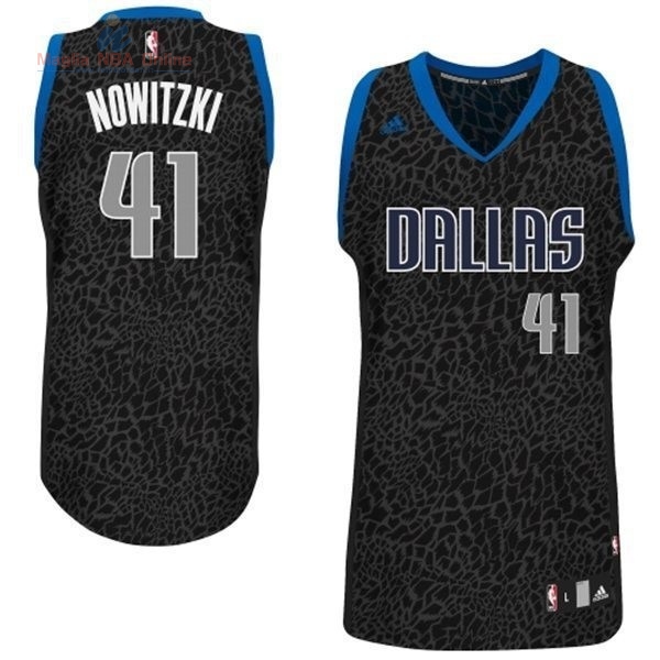 Acquista Maglia NBA Dallas Mavericks Luce Leopard #41 Nowitzki Nero