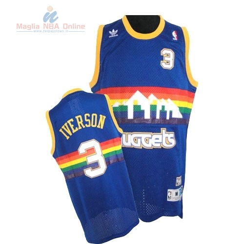 Acquista Maglia NBA Denver Nuggets #3 Allen Iverson Blu Profundo