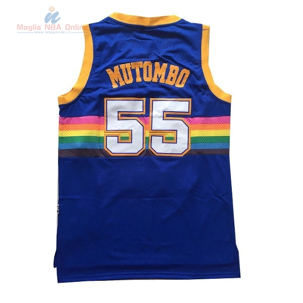 Acquista Maglia NBA Denver Nuggets #55 Dikembe Mutombo Blu