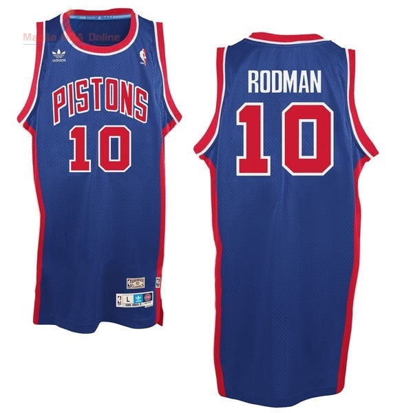 Acquista Maglia NBA Detroit Pistons #10 Dennis Rodman Blu