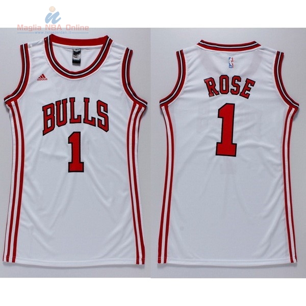 Acquista Maglia NBA Donna Chicago Bulls #1 Derrick Rose Bianco
