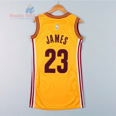 Acquista Maglia NBA Donna Cleveland Cavaliers #23 LeBron James Giallo