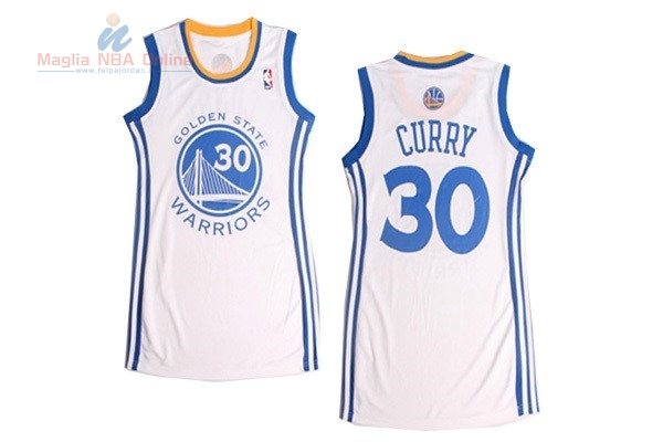 Acquista Maglia NBA Donna Golden State Warriors #30 Stephen Curry Bianco