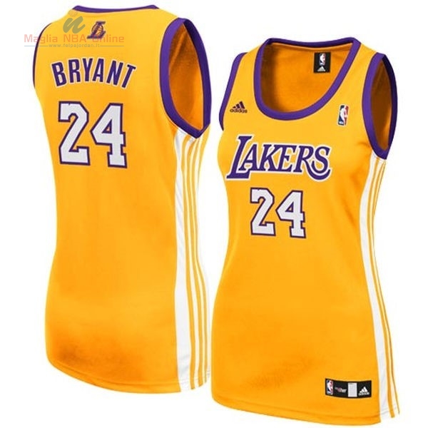 Acquista Maglia NBA Donna Los Angeles Lakers #24 Kobe Bryant Giallo