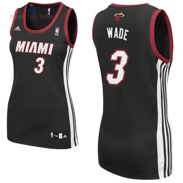 Acquista Maglia NBA Donna Miami Heat #3 Dwyane Wadet Nero