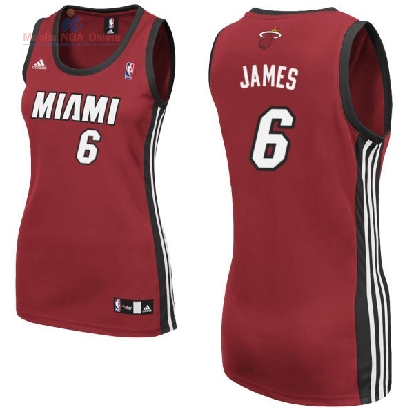 Acquista Maglia NBA Donna Miami Heat #6 LeBron James Rosso