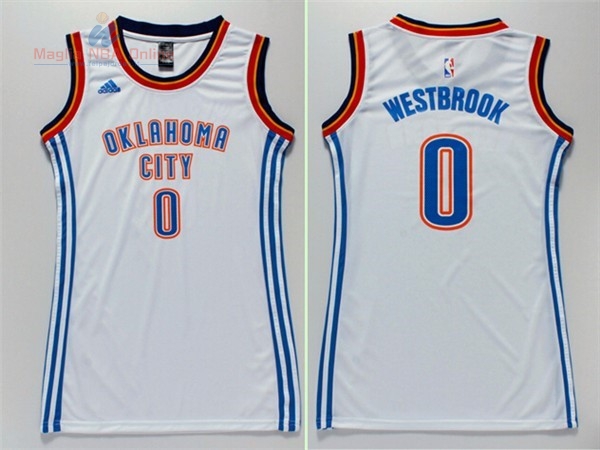 Acquista Maglia NBA Donna Oklahoma City Thunder #0 Russell Westbrook Bianco