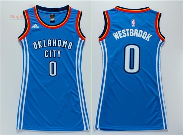 Acquista Maglia NBA Donna Oklahoma City Thunder #0 Russell Westbrook Blu