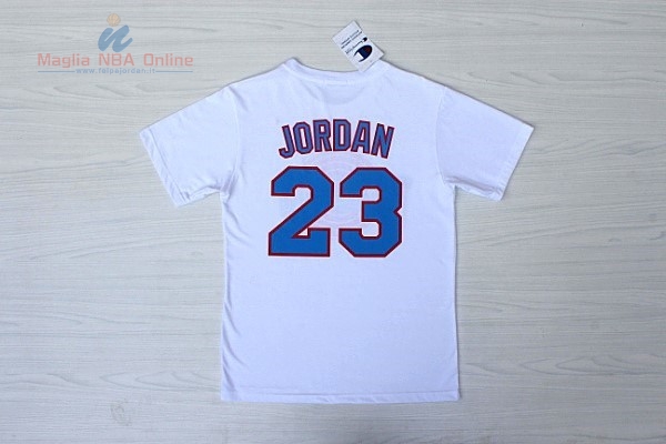 Acquista Maglia NBA Film Basket Tune Squad Manica Corta #23 Jordan Bianco