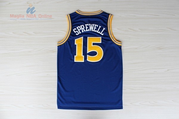 Acquista Maglia NBA Golden State Warriors #15 Latrell Sprewell Blu