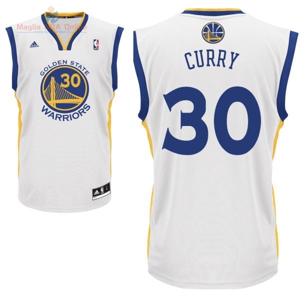 Acquista Maglia NBA Golden State Warriors #30 Stephen Curry Bianco