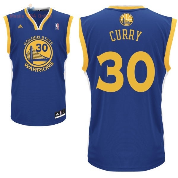 Acquista Maglia NBA Golden State Warriors #30 Stephen Curry Blu