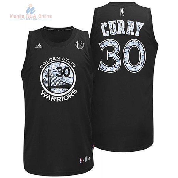 Acquista Maglia NBA Golden State Warriors #30 Stephen Curry Nero Bianco