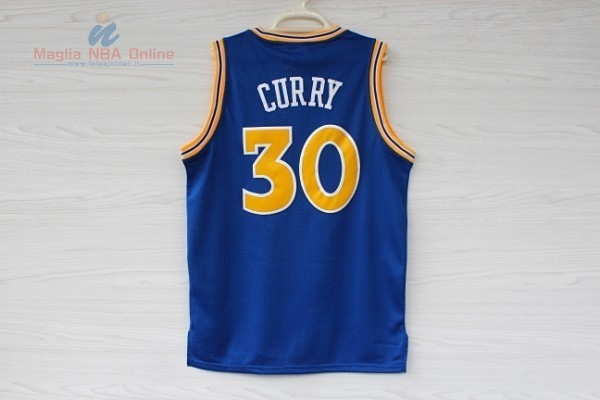 Acquista Maglia NBA Golden State Warriors #30 Stephen Curry Retro Blu Profundo