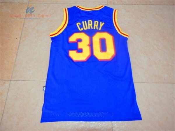 Acquista Maglia NBA Golden State Warriors #30 Stephen Curry Retro Blu