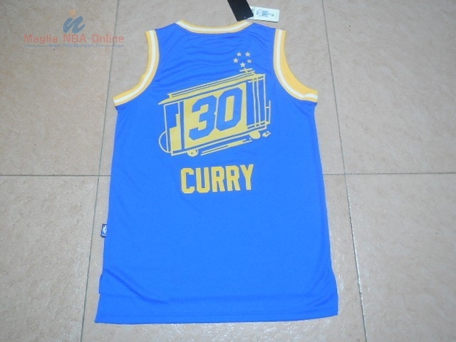 Acquista Maglia NBA Golden State Warriors #30 Stephen Curry Retro City Blu