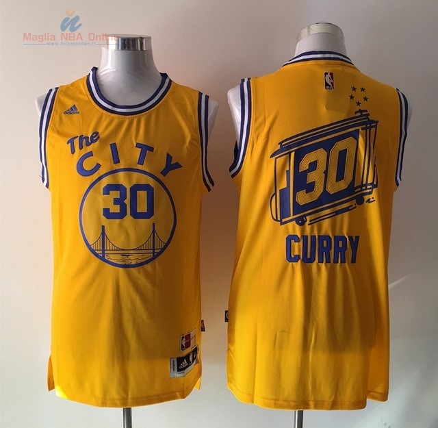 Acquista Maglia NBA Golden State Warriors #30 Stephen Curry Retro City Giallo