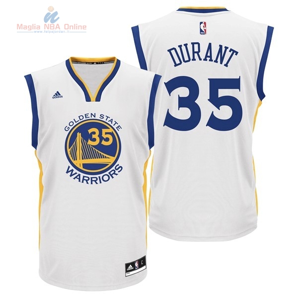 Acquista Maglia NBA Golden State Warriors #35 Kevin Durant Bianco