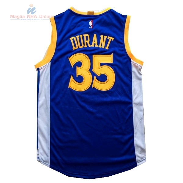 Acquista Maglia NBA Golden State Warriors #35 Kevin Durant Blu Giallo