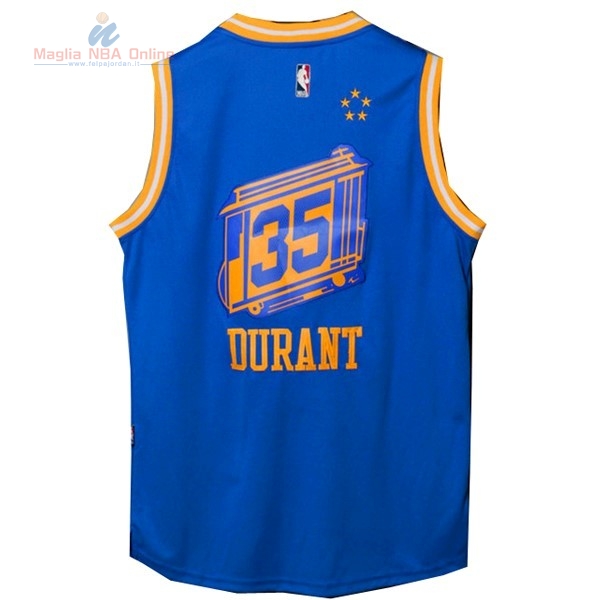 Acquista Maglia NBA Golden State Warriors #35 Kevin Durant City Blu