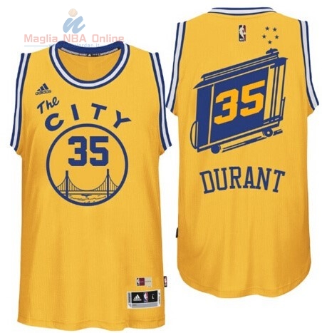 Acquista Maglia NBA Golden State Warriors #35 Kevin Durant City Giallo