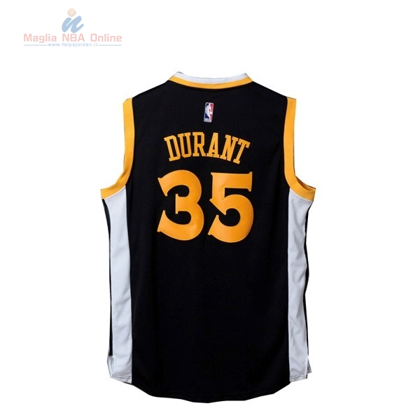 Acquista Maglia NBA Golden State Warriors #35 Kevin Durant Nero Bianco