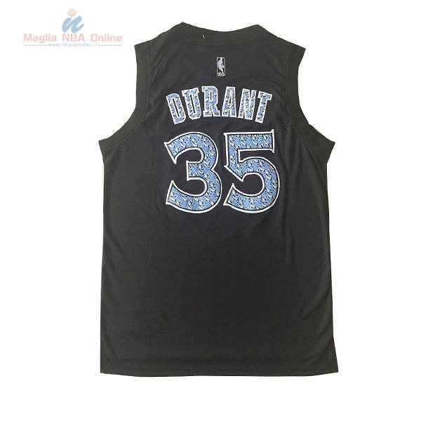 Acquista Maglia NBA Golden State Warriors #35 Kevin Durant Nero Diamante