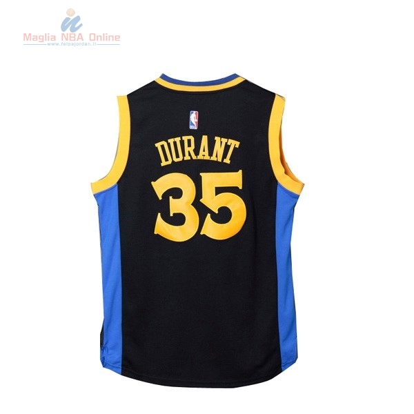 Acquista Maglia NBA Golden State Warriors #35 Kevin Durant Nero Giallo