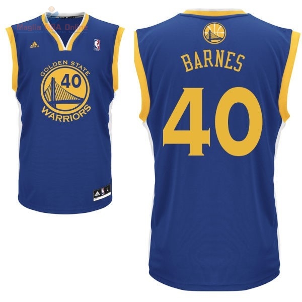 Acquista Maglia NBA Golden State Warriors #40 Harrison Barnes Blu