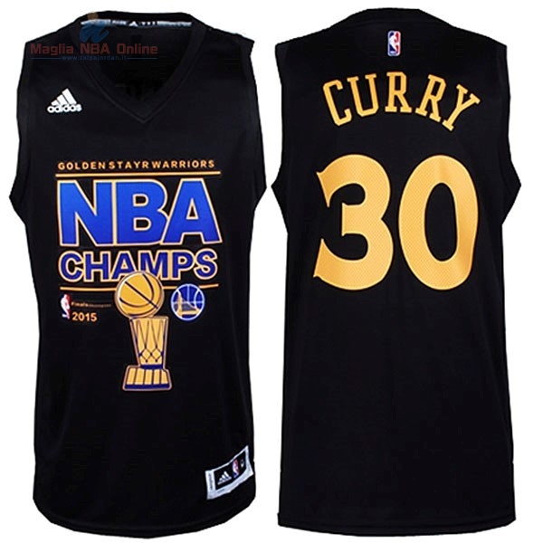 Acquista Maglia NBA Golden State Warriors 2015 Campionato Finali #30 Curry Nero