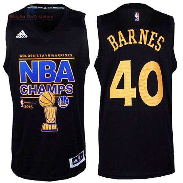 Acquista Maglia NBA Golden State Warriors 2015 Campionato Finali #40 Barnes Nero