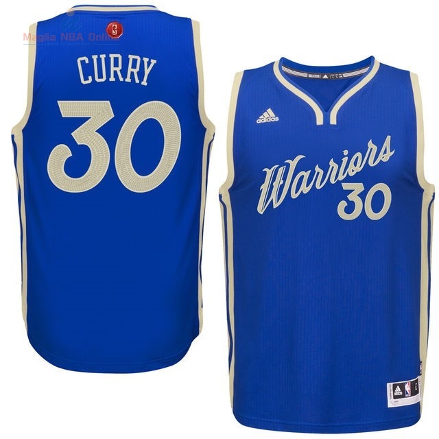 Acquista Maglia NBA Golden State Warriors 2015 Natale #30 Curry Blu