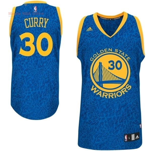 Acquista Maglia NBA Golden State Warriors Luce Leopard #30 Curry Blu