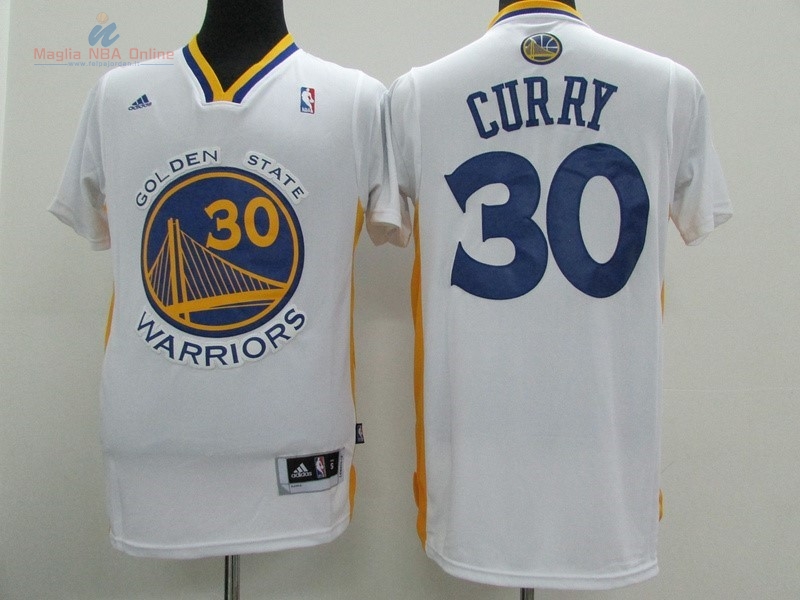 Acquista Maglia NBA Golden State Warriors Manica Corta #30 Stephen Curry Bianco