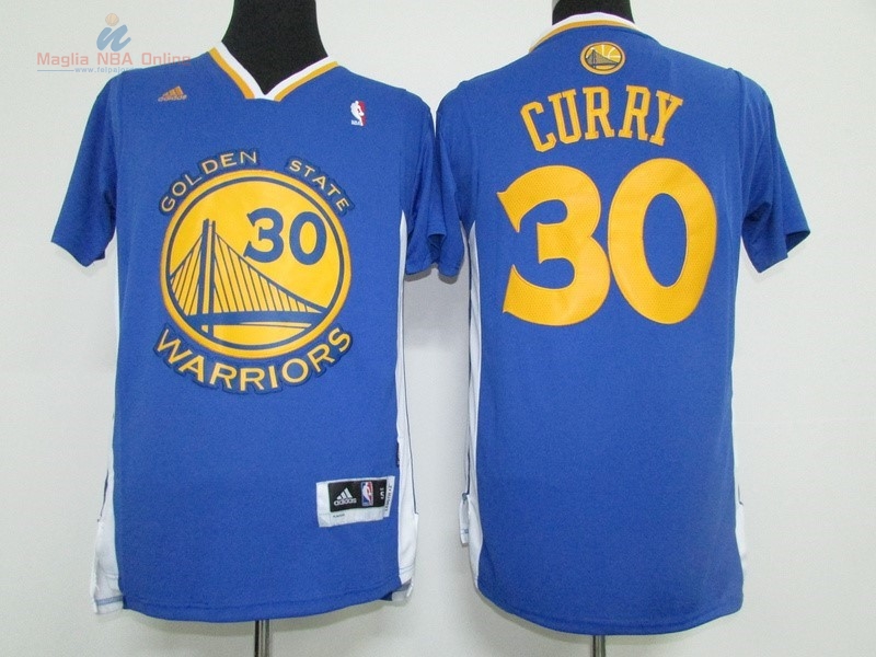 Acquista Maglia NBA Golden State Warriors Manica Corta #30 Stephen Curry Blu