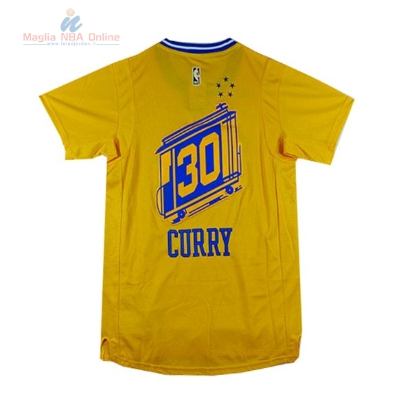 Acquista Maglia NBA Golden State Warriors Manica Corta #30 Stephen Curry City Giallo