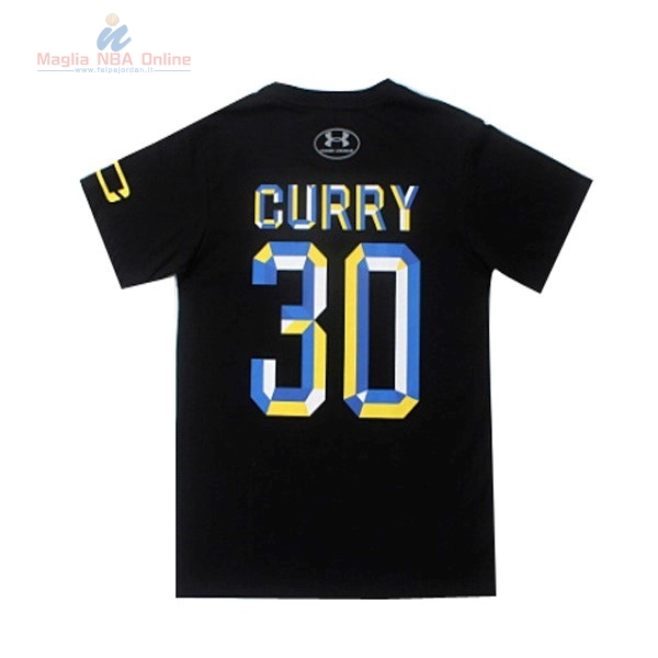 Acquista Maglia NBA Golden State Warriors Manica Corta #30 Stephen Curry Nero Blu