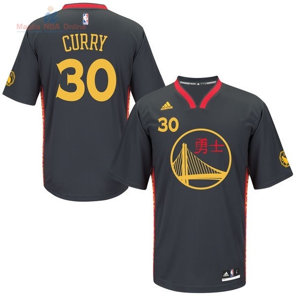 Acquista Maglia NBA Golden State Warriors Manica Corta #30 Stephen Curry Nero Rosso