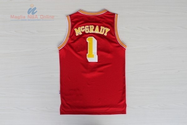 Acquista Maglia NBA Houston Rockets #1 Tracy McGrady Retro Rosso Oro