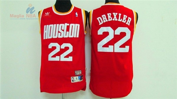 Acquista Maglia NBA Houston Rockets #22 Clyde Drexler Retro Rosso