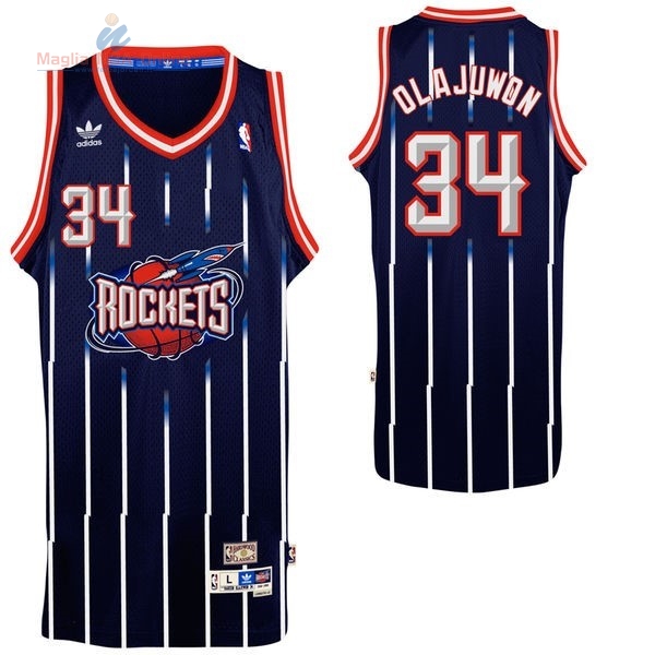 Acquista Maglia NBA Houston Rockets #34 Hakeem Abdul Olajuwon Blu