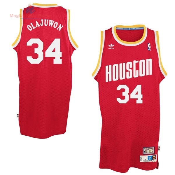 Acquista Maglia NBA Houston Rockets #34 Hakeem Abdul Olajuwon Rosso