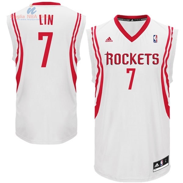 Acquista Maglia NBA Houston Rockets #7 Jeremy Lin Bianco