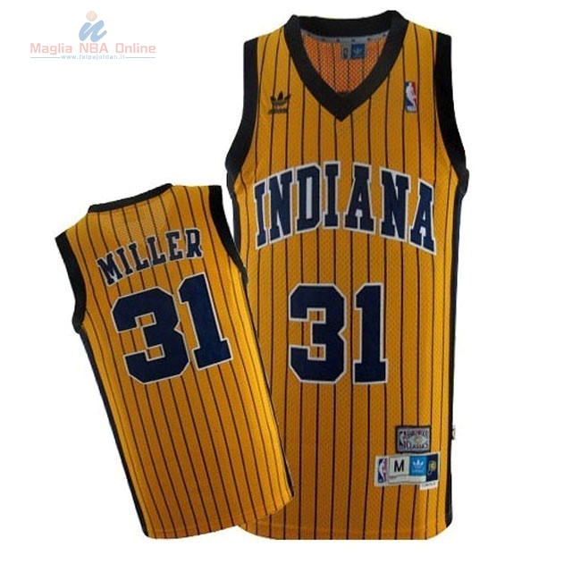Acquista Maglia NBA Indiana Pacers #31 Reggie Miller Giallo Striscia
