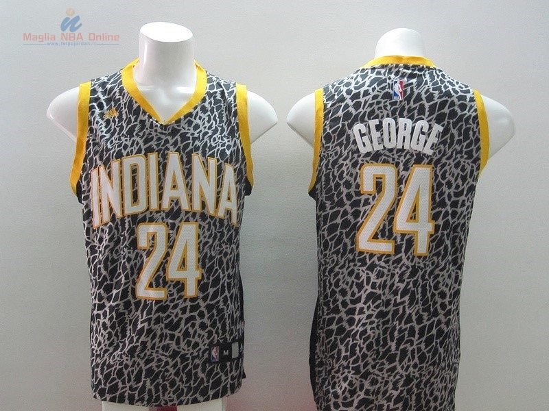 Acquista Maglia NBA Indiana Pacers Luce Leopard #24 George Grigio